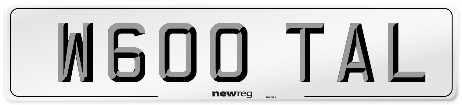W600 TAL Number Plate from New Reg